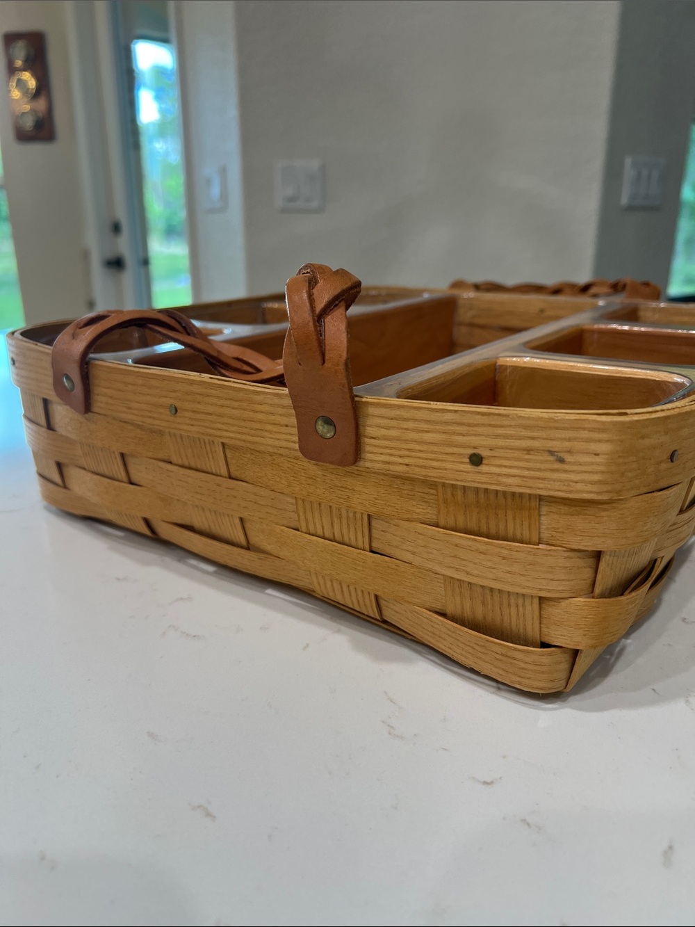 Peterboro Divided Basket Organizer Wood Picnic Caddy Insert USA - Picture 4 of 16